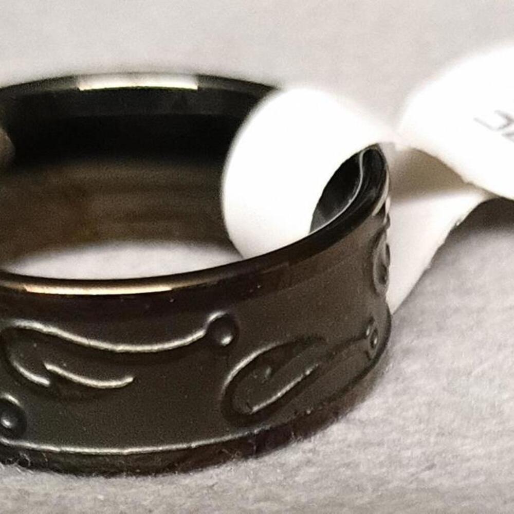 Fishing Hook Ring Band Size 7 New Brown Maroonish New Wide Wedding Fisherman